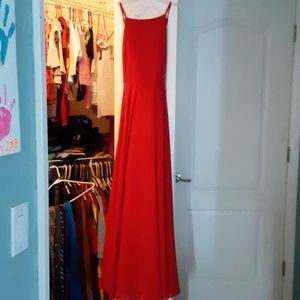 Red low back beautiful full length dress